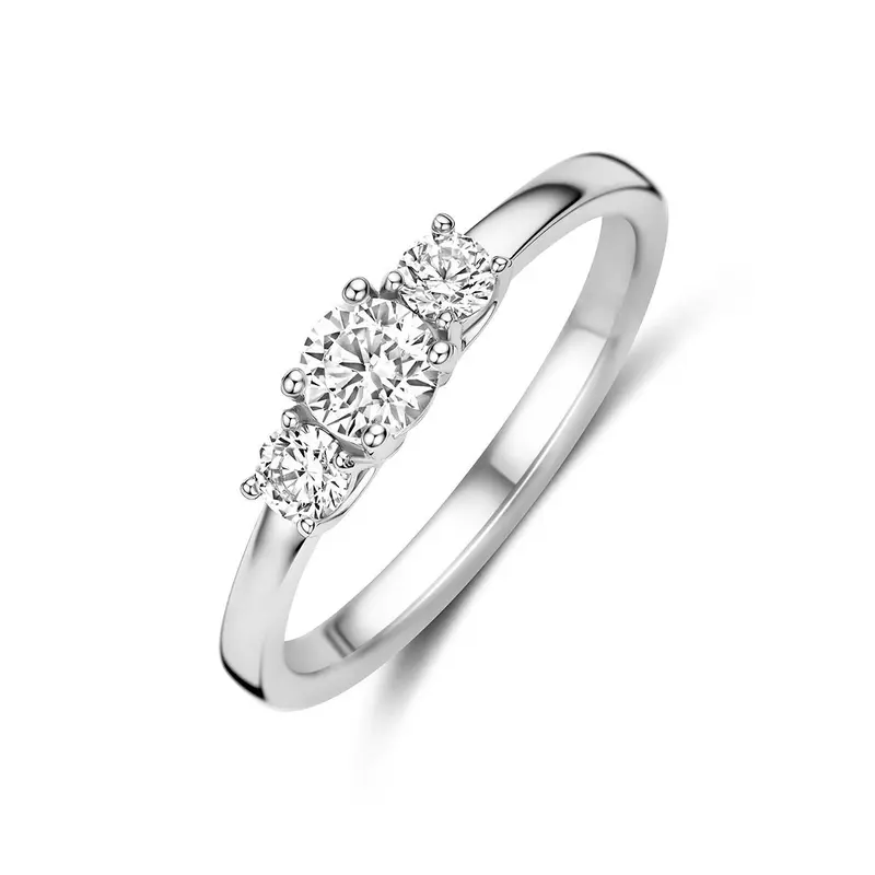 Gerhodineerde 925 zilveren ring met zirkonia