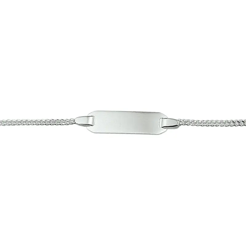 Gerhodineerde zilveren kinder graveerarmband gourmette