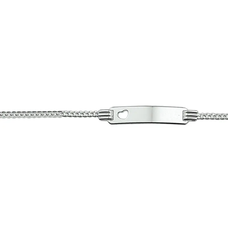 Gerhodineerde zilveren kinder graveerarmband met hart