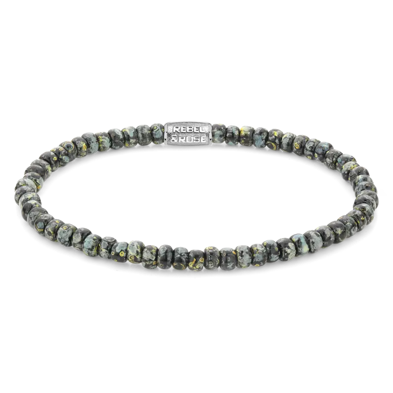 Glass Rocks Black Leopard - 4mm - Kralen Armband Heren