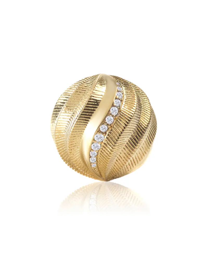 Gold - Twisted CNC cut - Clear CZ