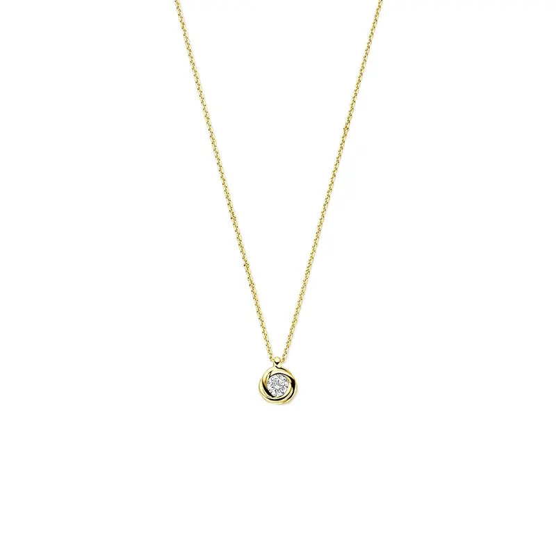 Gouden Collier 14k met Zirkonia – Jasseron Schakel