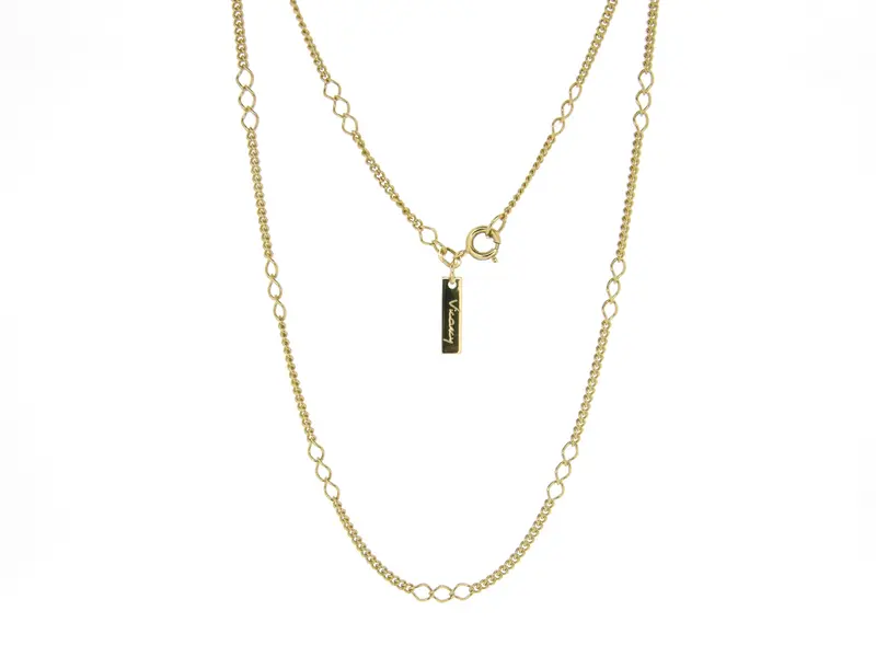 Gouden collier met gecombineerde fantasie gourmet schakeltjes
