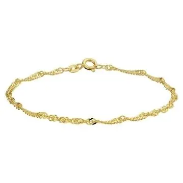 Gouden dames armband 9k met Singapore schakel