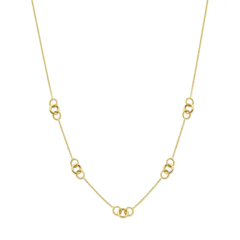 Gouden dames ketting met rondjes – 14k geelgoud