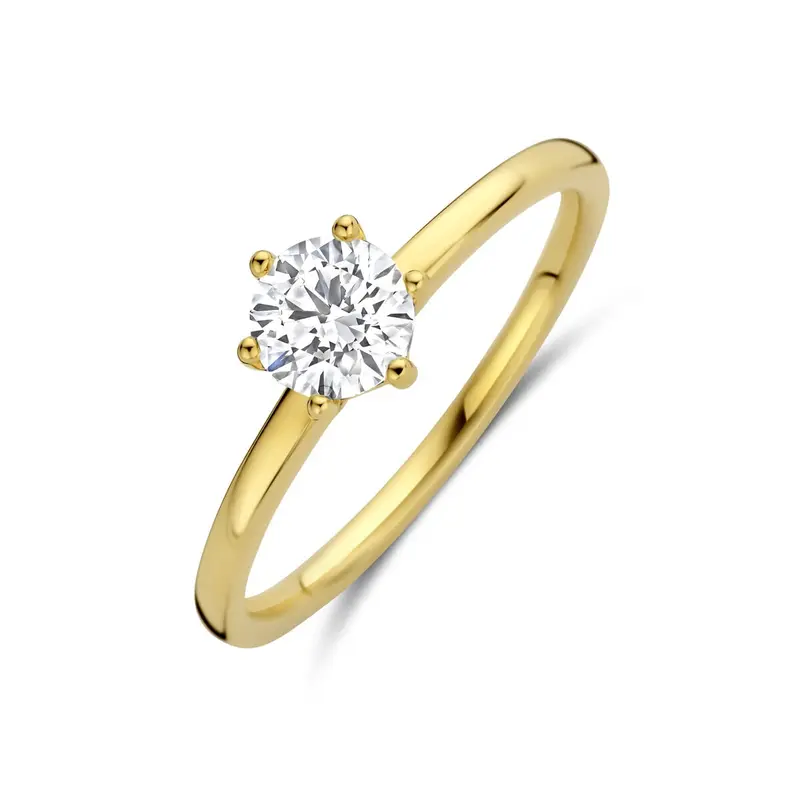 Gouden dames ring met lab grown diamant – 14k geelgoud
