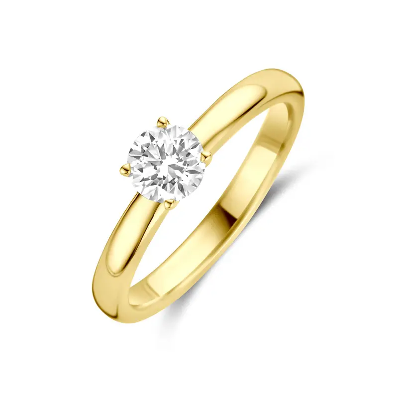 Gouden damesring met lab grown diamant – 14k geelgoud