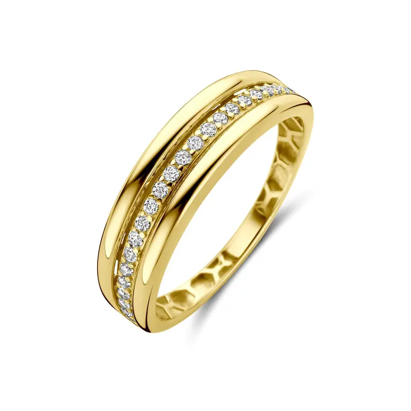 Gouden damesring met zirkonia – 14k geelgoud