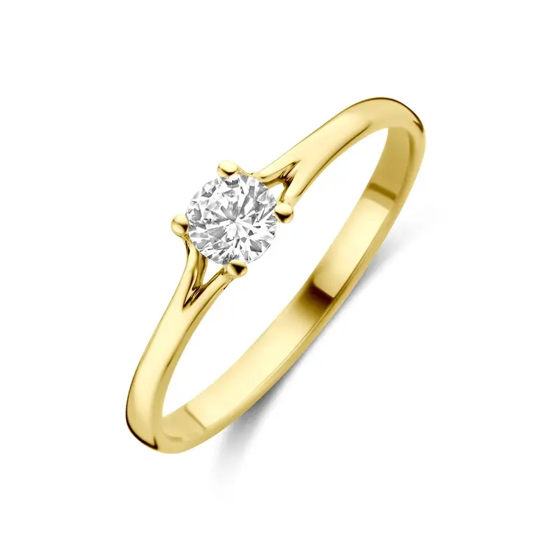 Gouden damesring met zirkonia – 14k geelgoud