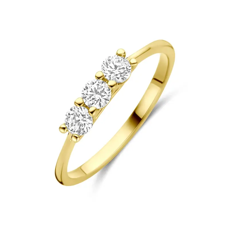 Gouden damesring met zirkonia – 14k geelgoud