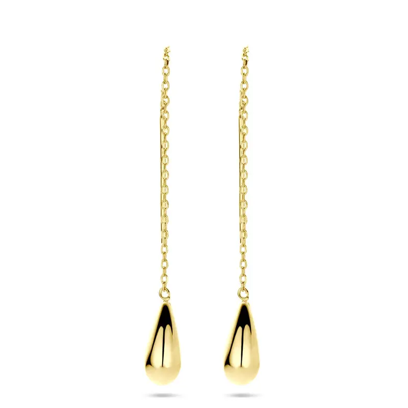 Gouden doortrekoorbellen 14k druppelvorm – dames
