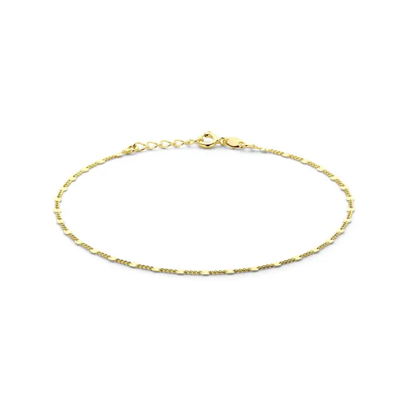 Gouden enkelbandje op zilver met fijne schakels