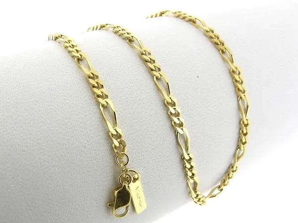 Gouden halsketting figaro collier beiden zijden diamant geslepen