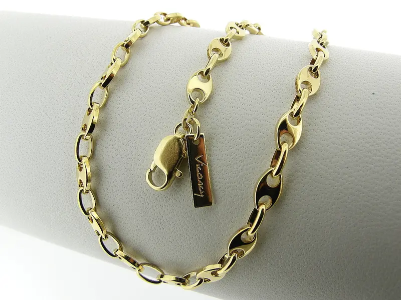 Gouden halsketting met anker schakeltjes