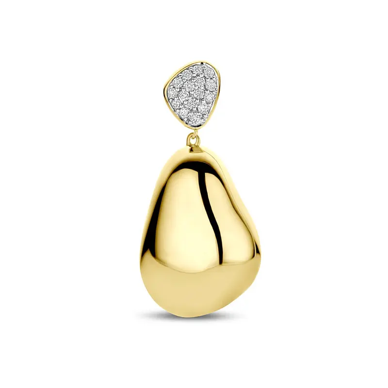 Gouden hanger met diamant – 14k geelgoud, pavé gezet 0.20ct h si 34 mm
