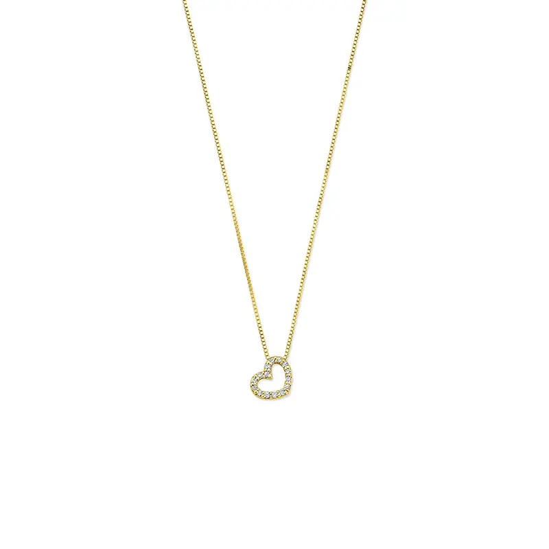 Gouden ketting 14k met hartje en lab grown diamant