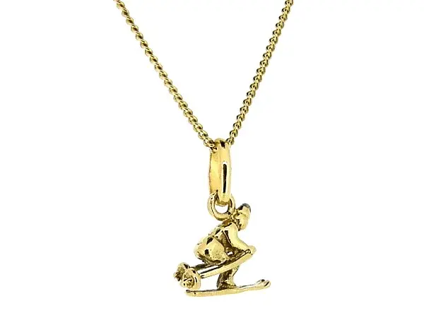 Gouden ketting met hangertje skiër