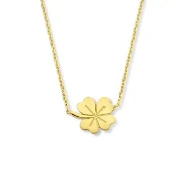 Gouden klaver ketting – 9k geelgoud, verstelbaar 40–44 cm