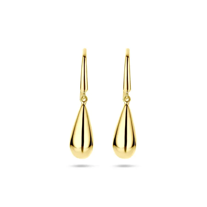Gouden oorhangers 14k druppelvorm dames 14,5 mm