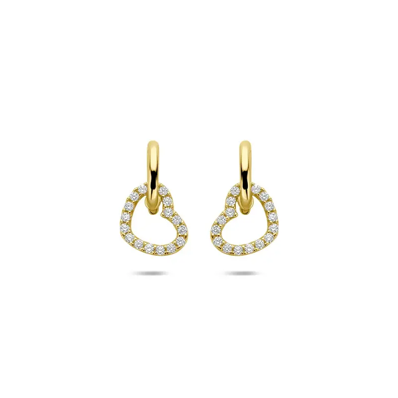 Gouden Oorhangers 14k Hartvorm met Zirkonia – Dames