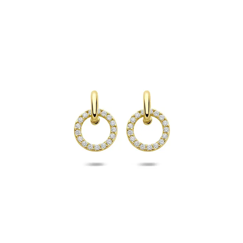 Gouden Oorhangers 14k met Zirkonia – Pavé Zetting