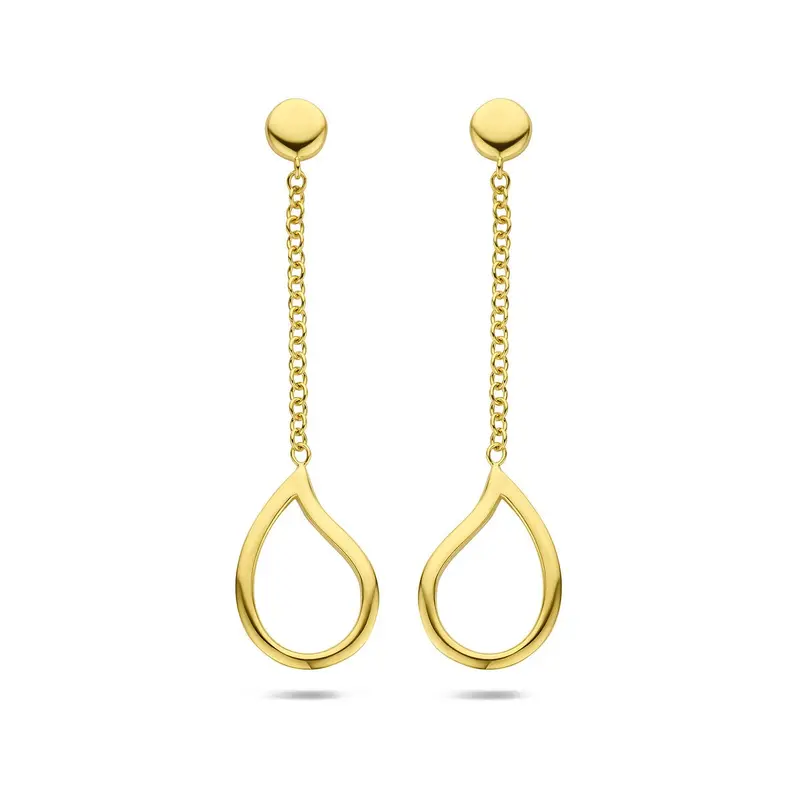 Gouden oorhangers druppelvorm – 14k geelgoud