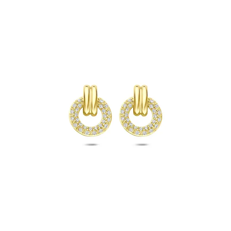 Gouden oorknopjes 14k met briljant geslepen diamant