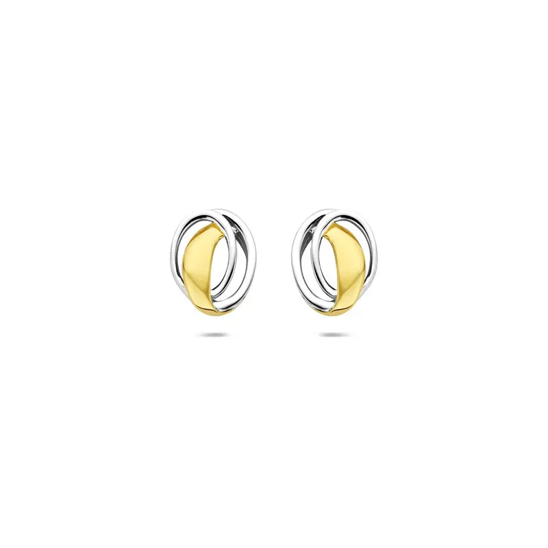 Gouden oorknopjes – 9k geel- en witgoud, ovaal design
