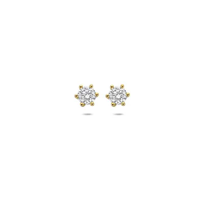 Gouden oorknopjes met lab grown diamant – 14k geelgoud