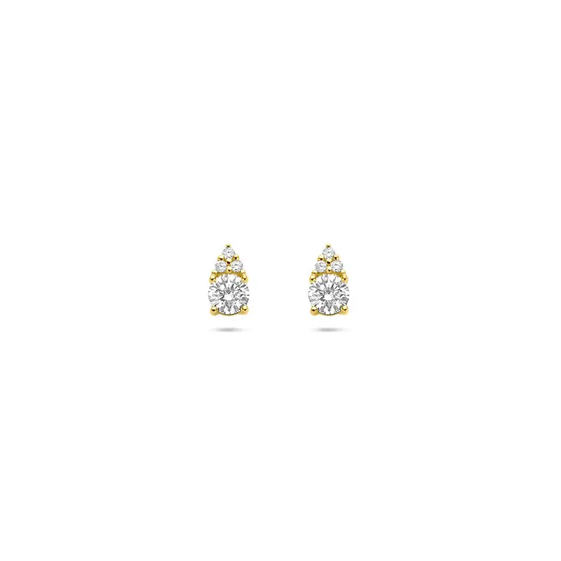 Gouden oorknoppen met diamant – 14k geelgoud, 0.28 ct briljant geslepen