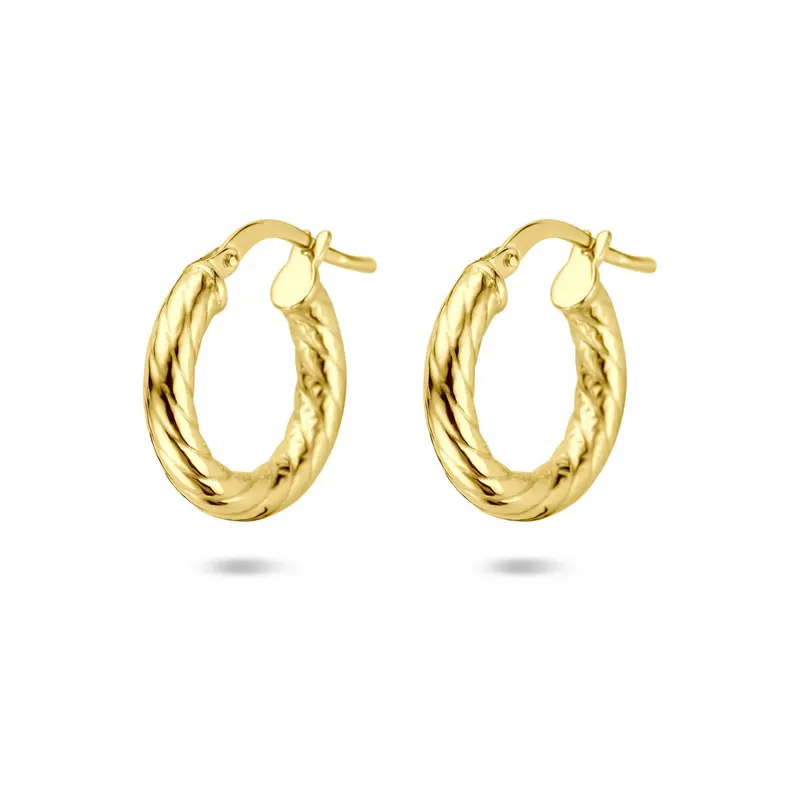 Gouden oorringen dames – 14k Silgold met 3 mm breedte