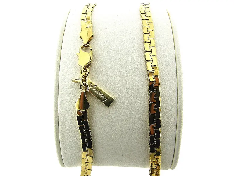 Gouden platte gourmet collier met slangen schakeltjes