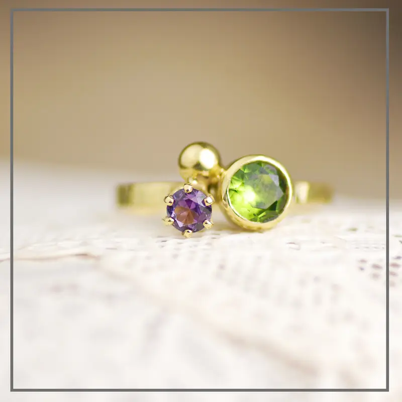 Gouden Ring Jacky Colours met Twee Geboortestenen