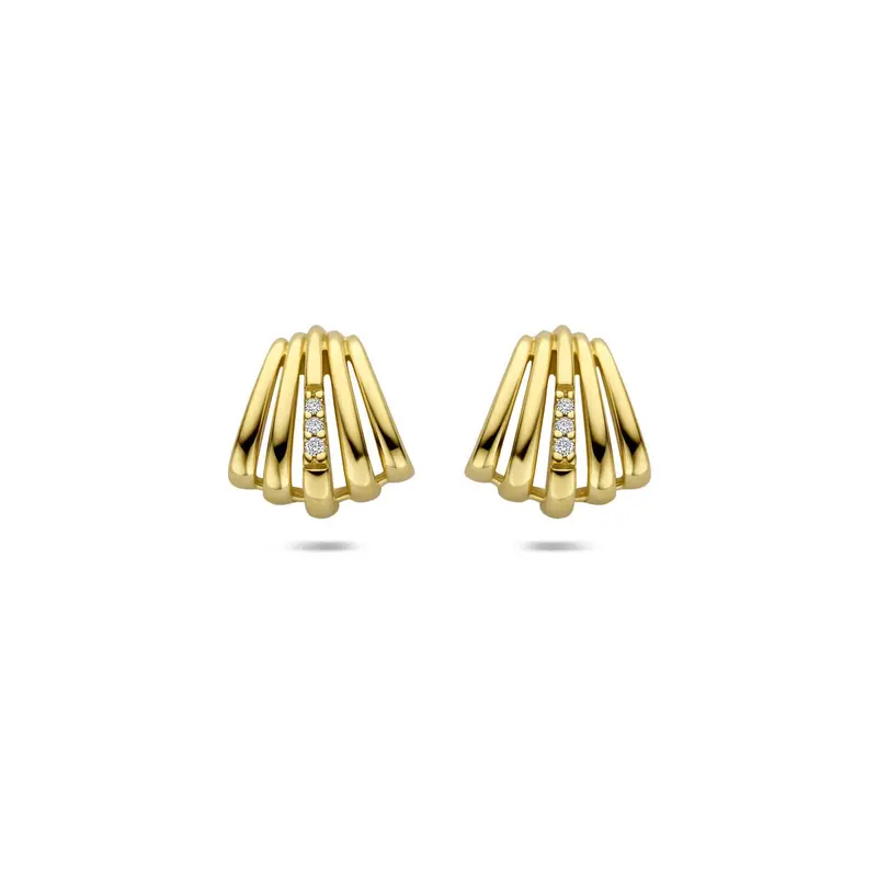 Gouden stekeroorringen met diamant – 14k geelgoud