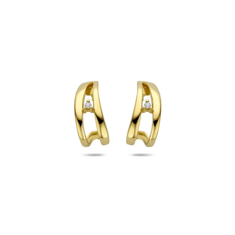 Gouden stekeroorringen met diamant – 14k geelgoud