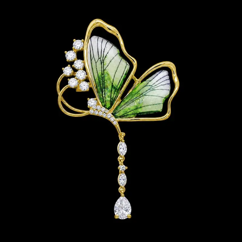 Goudkleurige Fairy Broche met Zirkonia Stenen