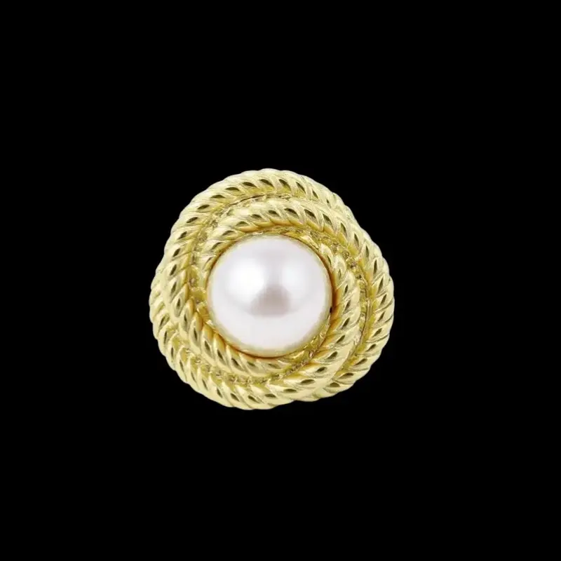 Goudkleurige Knot Broche met Witte Imitatieparel