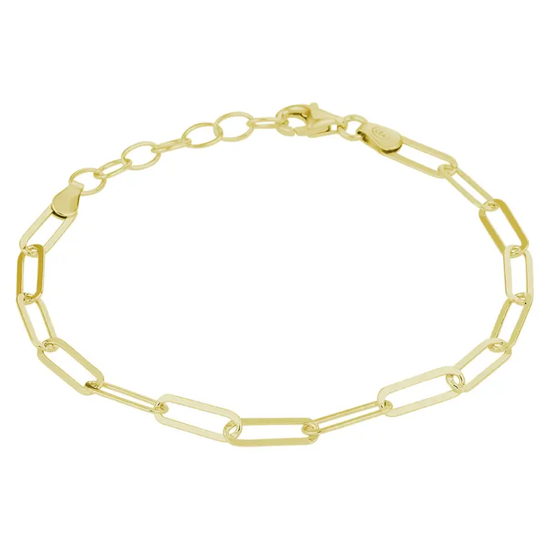 Goudkleurige paperclip armband op zilver