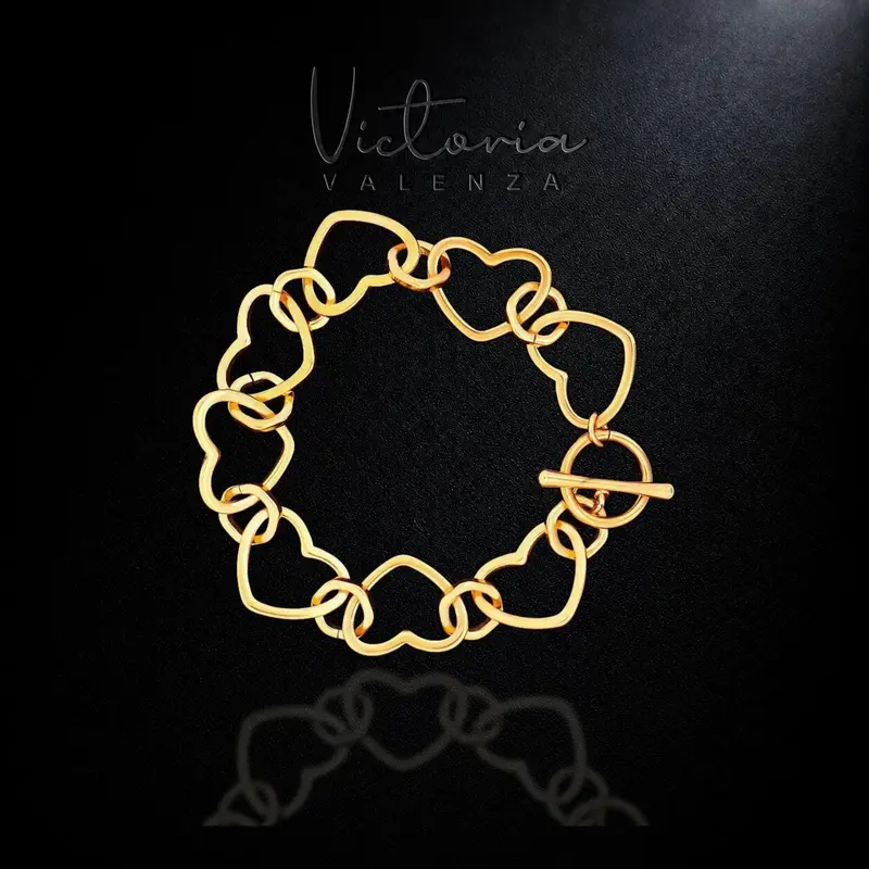 Goudkleurige RVS Hartjesvormige Schakelarmband