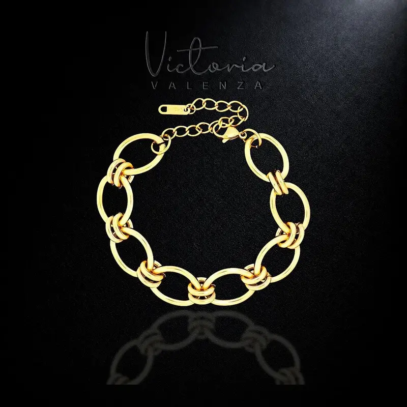 Goudkleurige RVS Ovale Schakel Armband