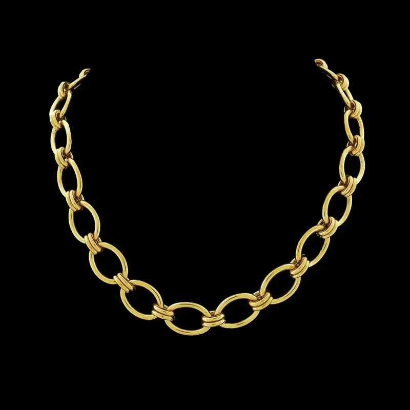 Goudkleurige RVS Ovale Schakelcollier