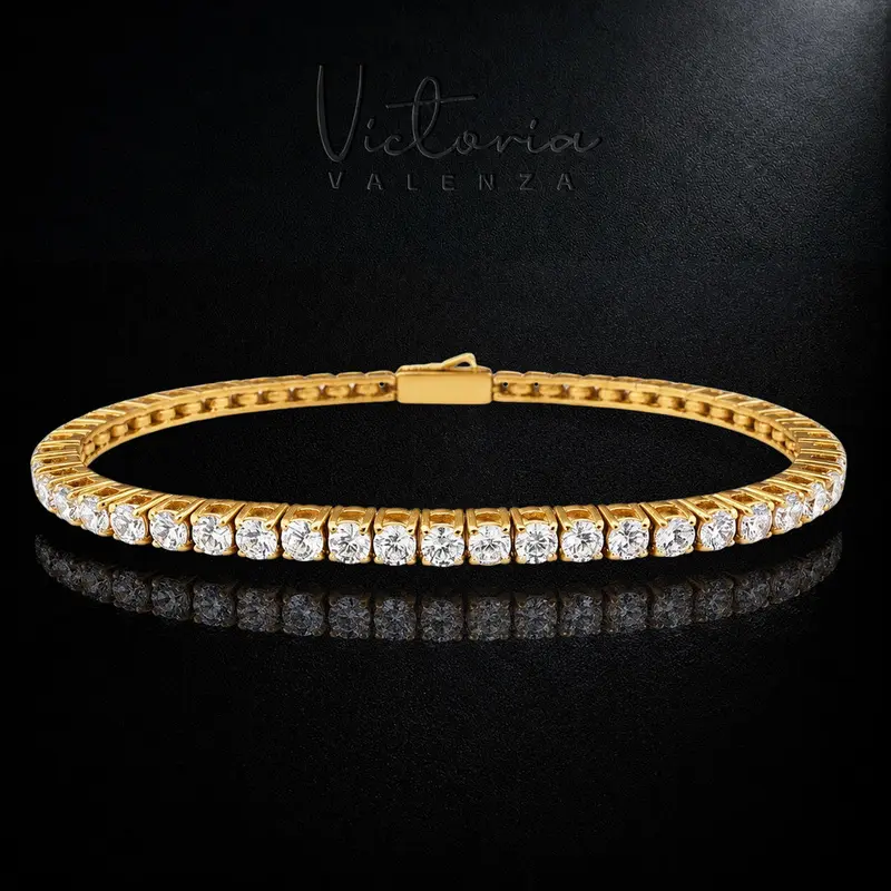 Goudkleurige RVS Tennisarmband met 3 mm Zirkonia Stenen