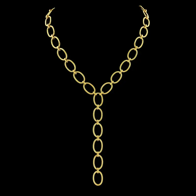 Goudkleurige RVS Y-Collier met Ovale Schakels
