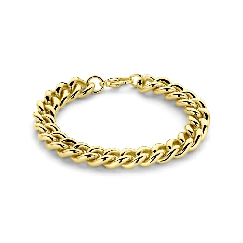 Goudkleurige stalen gourmet armband 10mm