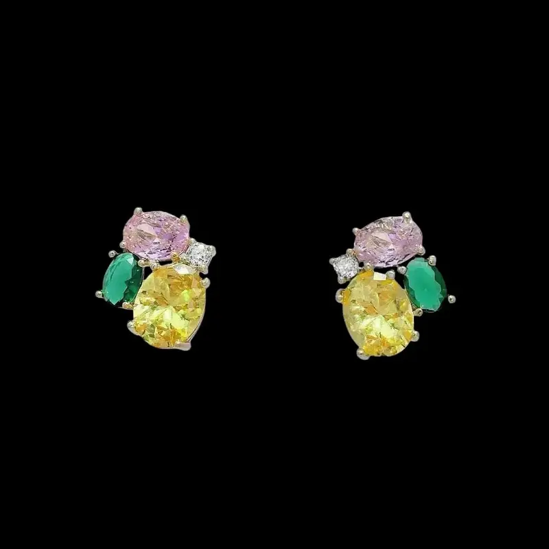 Goudkleurige tutti frutti oorbellen met zirkonia stenen