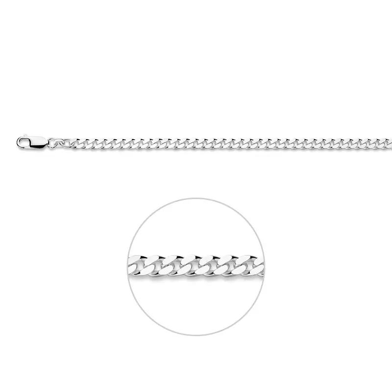 Gourmette 4 zijdes geslepen 4,2 mm zilver wit