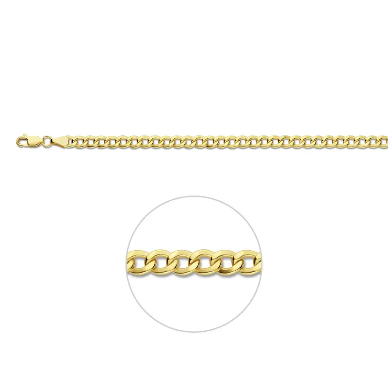 Gourmette 4 zijdes geslepen massief 5,0 mm Silgold (geel met zilverkern)