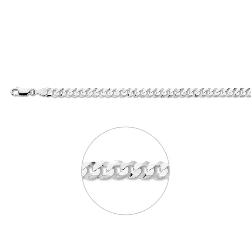 Gourmette 6 zijdes geslepen 5,4 mm zilver gerhodineerd – 1337473