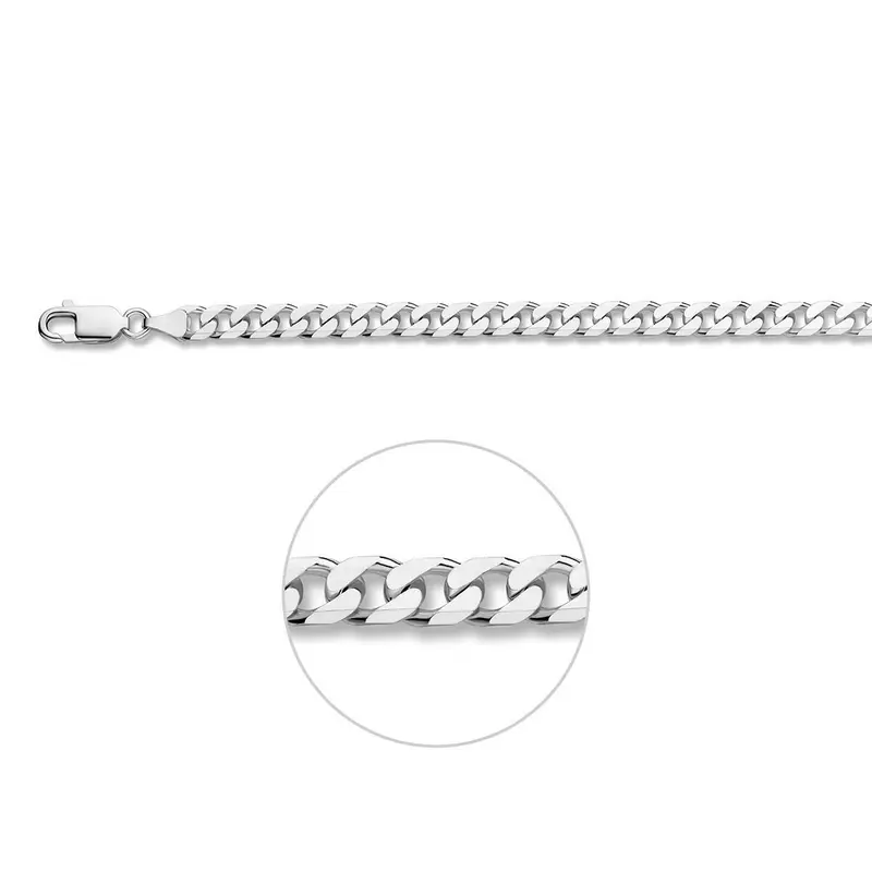 Gourmette 8 zijdes geslepen 6,0 mm zilver wit – 1001784