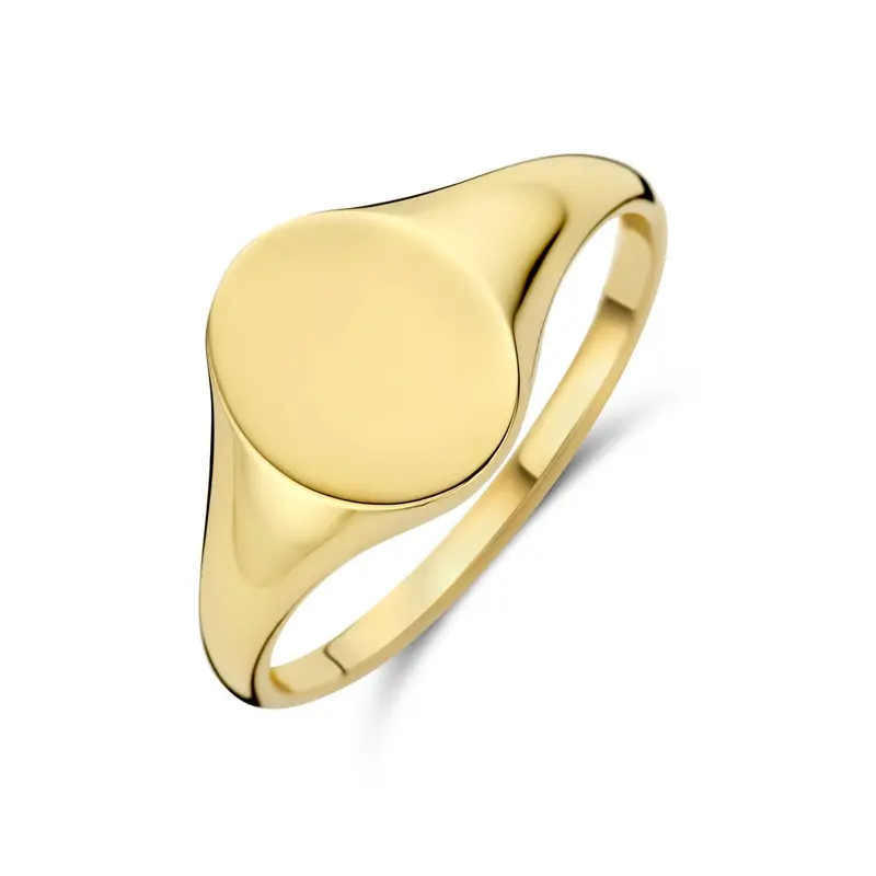 Graveer ring 9k geelgoud ovaal – Dames zegelring zonder steen